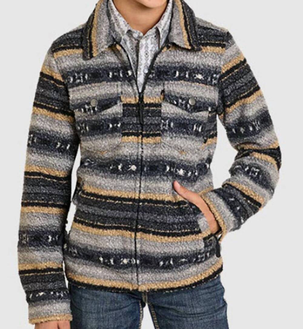 NEW POWDER RIVER slim aztec jicarilla jacket in black